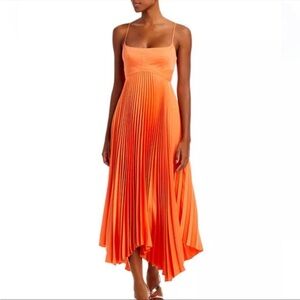 A.L.C Orange Hollie Pleated Dress Size 00